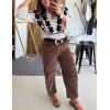 imageFlygo Womens Corduroy Pants Mid Rise Corduroy Barrel Pants Wide Leg Elastic Waist Cord Pants Casual Baggy TrousersBrownXL