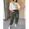 imageFlygo Womens Corduroy Pants Mid Rise Corduroy Barrel Pants Wide Leg Elastic Waist Cord Pants Casual Baggy TrousersDark Green