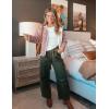 imageFlygo Womens Corduroy Pants Mid Rise Corduroy Barrel Pants Wide Leg Elastic Waist Cord Pants Casual Baggy TrousersDark Green