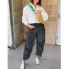 imageFlygo Womens Corduroy Pants Mid Rise Corduroy Barrel Pants Wide Leg Elastic Waist Cord Pants Casual Baggy TrousersDarkgrey