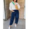 imageFlygo Womens Corduroy Pants Mid Rise Corduroy Barrel Pants Wide Leg Elastic Waist Cord Pants Casual Baggy TrousersNavyblue