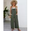 imageFlygo Womens Cotton Bib Overalls Loose Fit Wide Leg Jumpsuits Casual Rompers with PocketsArmy Green