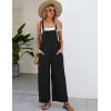 imageFlygo Womens Cotton Bib Overalls Loose Fit Wide Leg Jumpsuits Casual Rompers with PocketsBlack