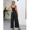 imageFlygo Womens Cotton Bib Overalls Loose Fit Wide Leg Jumpsuits Casual Rompers with PocketsBlack
