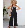 imageFlygo Womens Cotton Bib Overalls Loose Fit Wide Leg Jumpsuits Casual Rompers with PocketsBlack