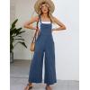imageFlygo Womens Cotton Bib Overalls Loose Fit Wide Leg Jumpsuits Casual Rompers with PocketsBlue