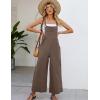 imageFlygo Womens Cotton Bib Overalls Loose Fit Wide Leg Jumpsuits Casual Rompers with PocketsCoffee