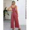 imageFlygo Womens Cotton Bib Overalls Loose Fit Wide Leg Jumpsuits Casual Rompers with PocketsDusty Pink