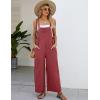 imageFlygo Womens Cotton Bib Overalls Loose Fit Wide Leg Jumpsuits Casual Rompers with PocketsDusty Pink