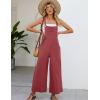imageFlygo Womens Cotton Bib Overalls Loose Fit Wide Leg Jumpsuits Casual Rompers with PocketsDusty Pink