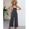 imageFlygo Womens Cotton Bib Overalls Loose Fit Wide Leg Jumpsuits Casual Rompers with PocketsGrey