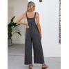imageFlygo Womens Cotton Bib Overalls Loose Fit Wide Leg Jumpsuits Casual Rompers with PocketsGrey