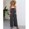 imageFlygo Womens Cotton Bib Overalls Loose Fit Wide Leg Jumpsuits Casual Rompers with PocketsGrey