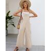 imageFlygo Womens Cotton Bib Overalls Loose Fit Wide Leg Jumpsuits Casual Rompers with PocketsKhaki