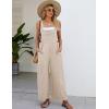 imageFlygo Womens Cotton Bib Overalls Loose Fit Wide Leg Jumpsuits Casual Rompers with PocketsKhaki