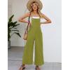 imageFlygo Womens Cotton Bib Overalls Loose Fit Wide Leg Jumpsuits Casual Rompers with PocketsLight Green