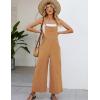 imageFlygo Womens Cotton Bib Overalls Loose Fit Wide Leg Jumpsuits Casual Rompers with PocketsOchre