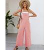 imageFlygo Womens Cotton Bib Overalls Loose Fit Wide Leg Jumpsuits Casual Rompers with PocketsPink