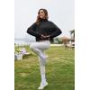 imageFlygo Womens Crop Half Zip Pullover Workout Big Pocket Sweatshirt Fleece Lined Sweatshirt Sweater Tops with Thumb HoleBlack