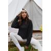 imageFlygo Womens Crop Half Zip Pullover Workout Big Pocket Sweatshirt Fleece Lined Sweatshirt Sweater Tops with Thumb HoleBlack