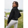 imageFlygo Womens Crop Half Zip Pullover Workout Big Pocket Sweatshirt Fleece Lined Sweatshirt Sweater Tops with Thumb HoleBlack