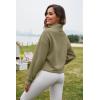 imageFlygo Womens Crop Half Zip Pullover Workout Big Pocket Sweatshirt Fleece Lined Sweatshirt Sweater Tops with Thumb HoleGreen
