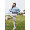 imageFlygo Womens Crop Half Zip Pullover Workout Big Pocket Sweatshirt Fleece Lined Sweatshirt Sweater Tops with Thumb HoleLight Blue