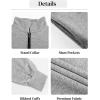 imageFlygo Womens Crop Half Zip Pullover Workout Big Pocket Sweatshirt Fleece Lined Sweatshirt Sweater Tops with Thumb HoleLight Grey