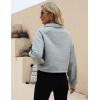 imageFlygo Womens Crop Half Zip Pullover Workout Big Pocket Sweatshirt Fleece Lined Sweatshirt Sweater Tops with Thumb HoleLight Grey