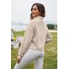 imageFlygo Womens Crop Half Zip Pullover Workout Big Pocket Sweatshirt Fleece Lined Sweatshirt Sweater Tops with Thumb HoleLight Khaki