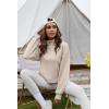 imageFlygo Womens Crop Half Zip Pullover Workout Big Pocket Sweatshirt Fleece Lined Sweatshirt Sweater Tops with Thumb HoleLight Khaki