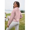 imageFlygo Womens Crop Half Zip Pullover Workout Big Pocket Sweatshirt Fleece Lined Sweatshirt Sweater Tops with Thumb HolePink