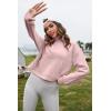 imageFlygo Womens Crop Half Zip Pullover Workout Big Pocket Sweatshirt Fleece Lined Sweatshirt Sweater Tops with Thumb HolePink