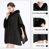 imageFlygo Womens Luxury Batwing Sleeve Faux Fur Hooded Cloak Poncho Sweater Cape OutwearDark Khaki