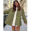 imageFlygo Womens Oversized Quilted Lightweight Jacket Button Down Puffer Padded Outerwear with PocketGreen
