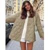 imageFlygo Womens Oversized Quilted Lightweight Jacket Button Down Puffer Padded Outerwear with PocketKhaki