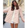 imageFlygo Womens Oversized Quilted Lightweight Jacket Button Down Puffer Padded Outerwear with PocketPink
