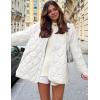 imageFlygo Womens Oversized Quilted Lightweight Jacket Button Down Puffer Padded Outerwear with PocketWhite