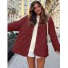 imageFlygo Womens Oversized Quilted Lightweight Jacket Button Down Puffer Padded Outerwear with PocketWine Red