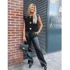 imageFlygo Womens Sleeveless Sweater Vest 2025 Fall Sweaters Crop Knit Top Chunky Crochet Button Cardigan SweatersBlack