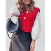 imageFlygo Womens Sleeveless Sweater Vest 2025 Fall Sweaters Crop Knit Top Chunky Crochet Button Cardigan SweatersRed