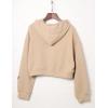 imageFlygo Womens Waffle Knit Cropped Zip Up Hoodie Vintage Long Sleeve Sweatshirt Jacket with HoodKhaki