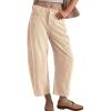 imageFlygo Womens Corduroy Pants Mid Rise Corduroy Barrel Pants Wide Leg Elastic Waist Cord Pants Casual Baggy TrousersBeigeL