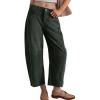 imageFlygo Womens Corduroy Pants Mid Rise Corduroy Barrel Pants Wide Leg Elastic Waist Cord Pants Casual Baggy TrousersDark Green