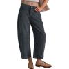 imageFlygo Womens Corduroy Pants Mid Rise Corduroy Barrel Pants Wide Leg Elastic Waist Cord Pants Casual Baggy TrousersDarkgrey