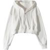 imageFlygo Womens Waffle Knit Cropped Zip Up Hoodie Vintage Long Sleeve Sweatshirt Jacket with HoodWhite