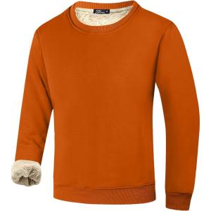 imageFlygo Mens Warm Sherpa Lined Crewneck Sweatshirts Fleece Pullover Tops Heavyweight Thick Thermal Cotton SweatShirtsCaramel