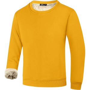 imageFlygo Mens Warm Sherpa Lined Crewneck Sweatshirts Fleece Pullover Tops Heavyweight Thick Thermal Cotton SweatShirtsGinger