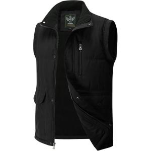imageFlygo Mens Winter Warm Outdoor Padded Puffer Vest Thick Fleece Lined Sleeveless JacketBlacka