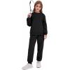 imageFlygo Boys Girls 2 Piece Outfits Fleece Kids Sweatsuit Crewneck Sweatshirt and Sweatpants Tracksuit Clothing SetBlack